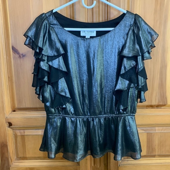 J.R.Nites By Carol Lin Tops - J. R. Nites Formal Shiny Black Top